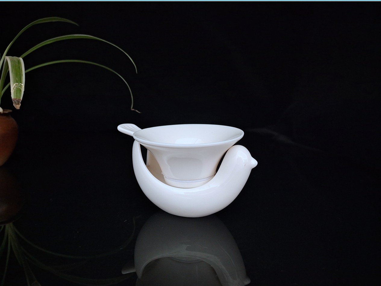 白瓷茶具—大宋定窯小鳥茶漏