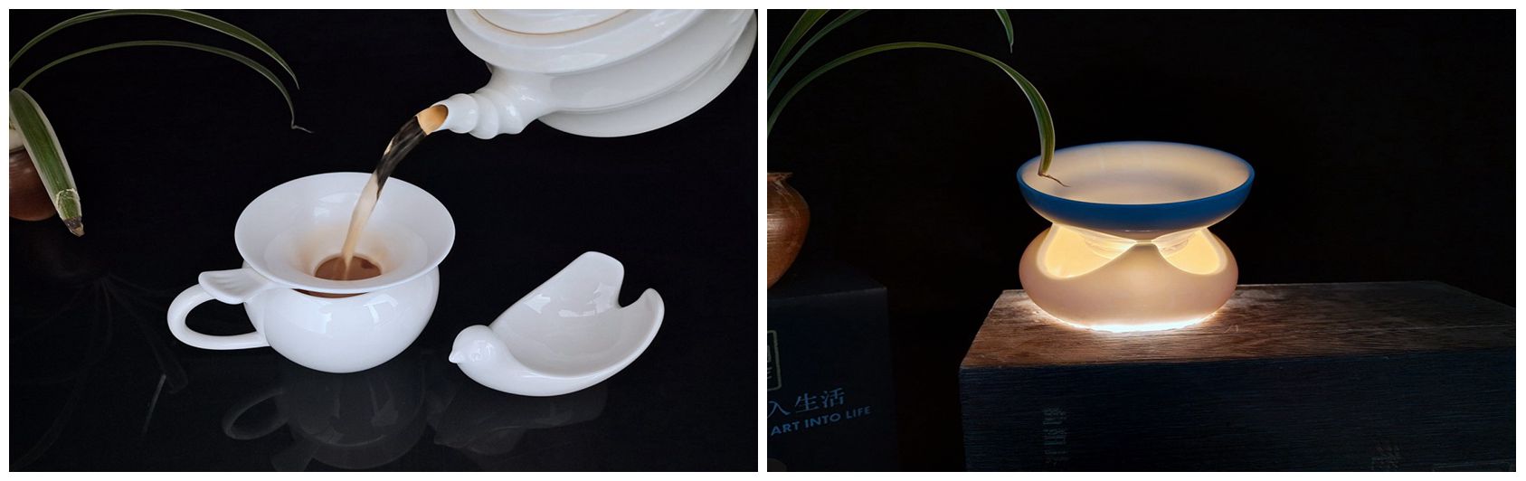 白瓷茶器：小鳥茶漏和三角茶漏，氣質(zhì)典雅脫俗，非常具有現(xiàn)代氣息